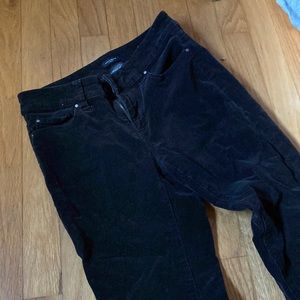 Black Low-Rise Corduroy Straight Leg Pants